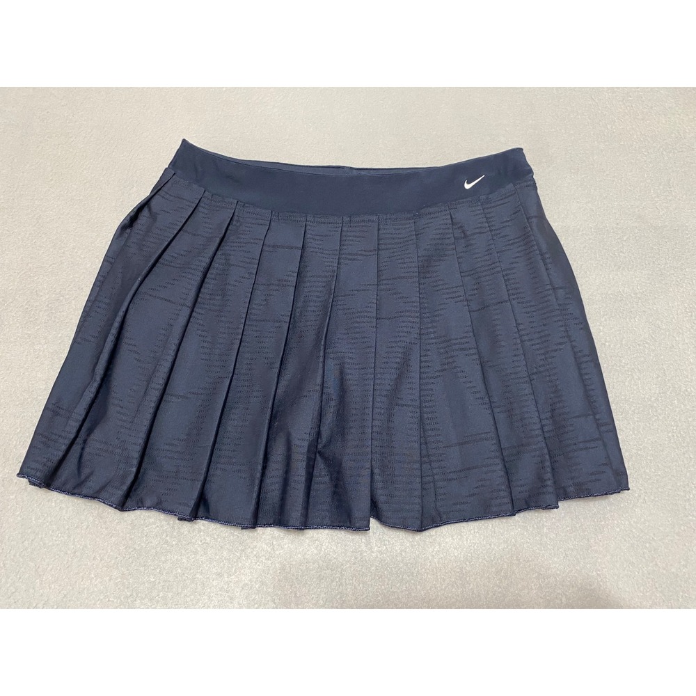 Nike Fit Dry Women Medium Navy Blue Pleated Tennis Skort Athletic Skirt M 8-10